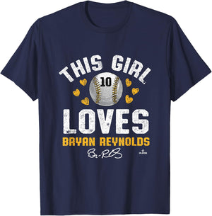 This Girl Loves Bryan Reynolds Pittsburgh MLBPA T-Shirt - T-Shirt | Navy