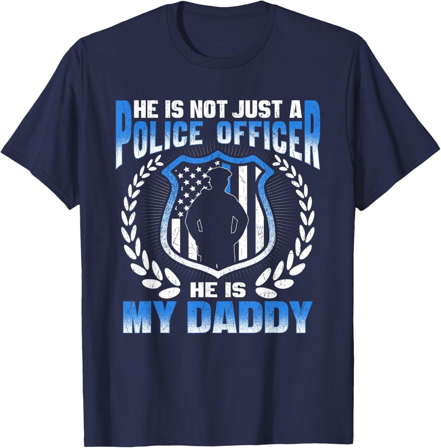 My Daddy Is A Brave Police Officer Proud Police Daughter Son T-Shirt - T-Shirt | Navy
