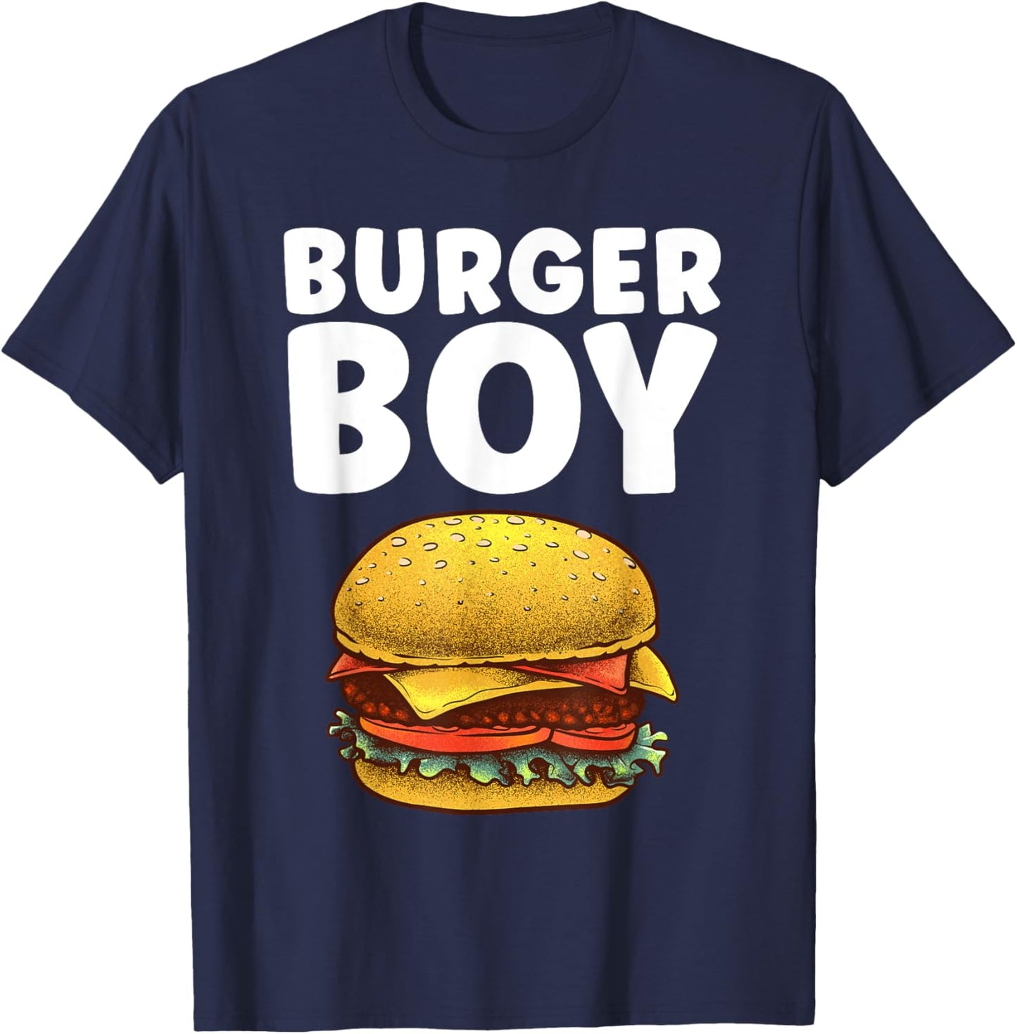 Funny Burger Art For Boys Men Hamburger Cheeseburger Lovers T-Shirt - T-Shirt | Navy