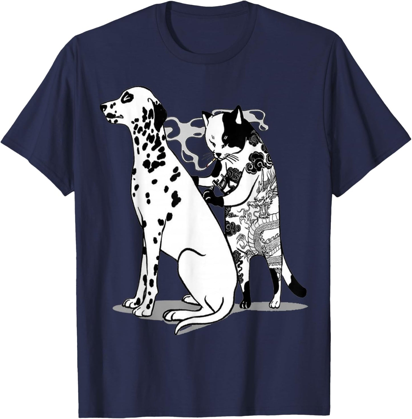 Funny Cat and dog Shirt Tattoo Artist Cat Drawing Tattoos T-Shirt - T-Shirt | Navy