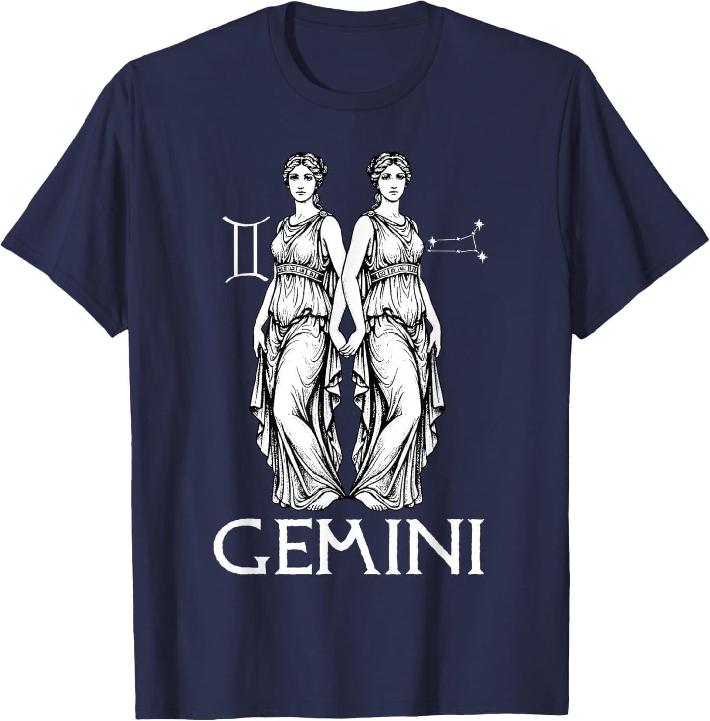Gemini Zodiac Sign Astrology Horoscope Birthday Vintage T-Shirt - T-Shirt | Navy