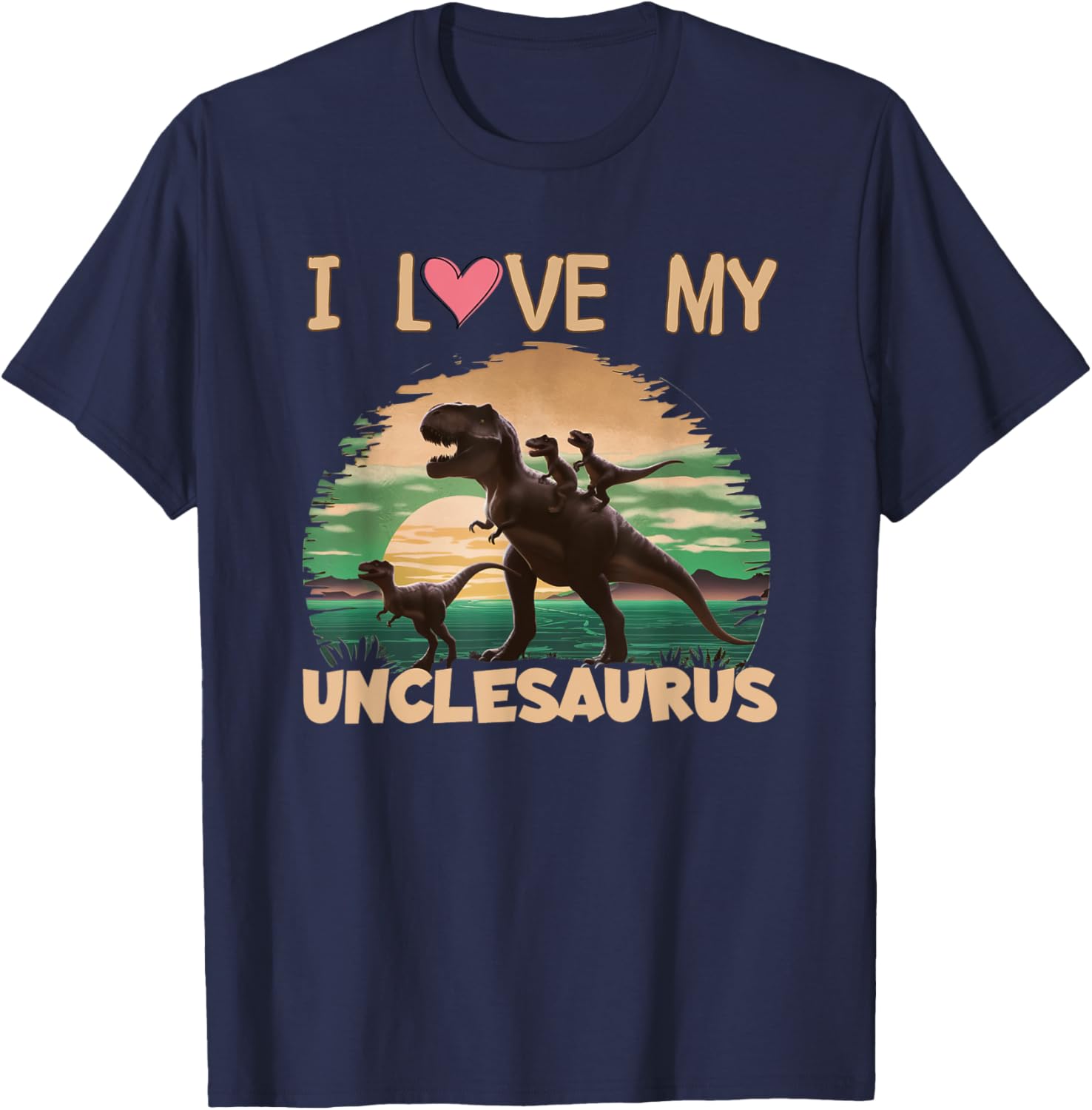 I love my Unclesaurus Uncle Dinosaur Niece Nephew T-Shirt - T-Shirt | Navy