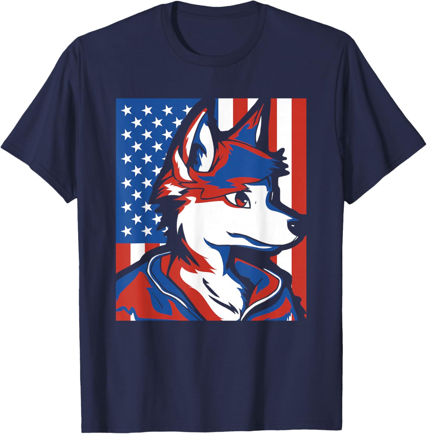 Furry Fandom Us Flag Cosplay Furs - Fursuiter Fursuits T-Shirt - T-Shirt | Navy