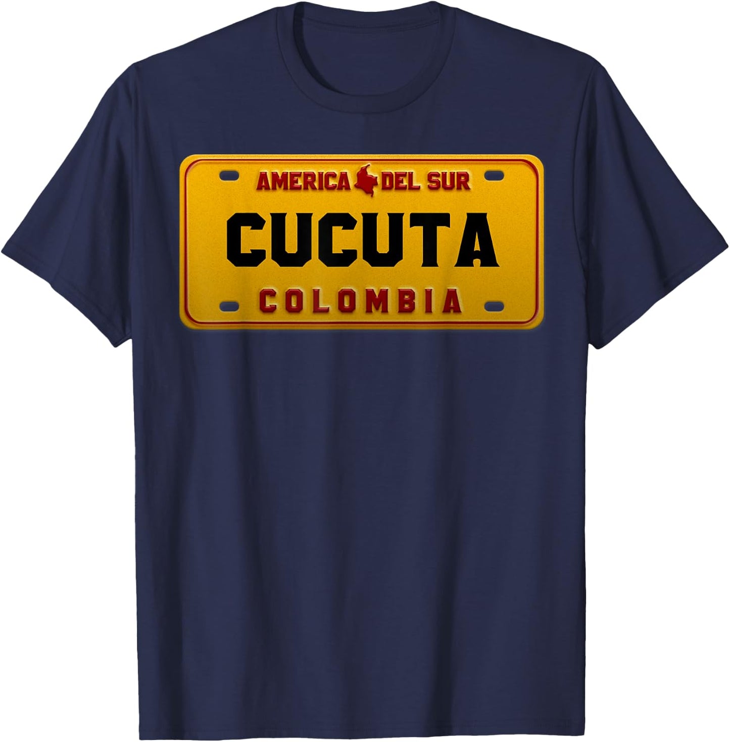 Deportivo Cucuta License Plate Colombian Map T-Shirt - T-Shirt | Navy