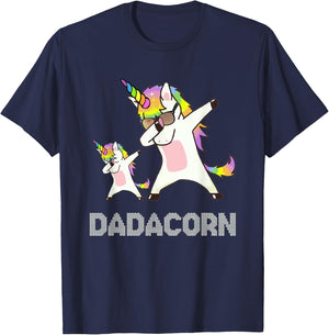 Dadacorn Unicorn Dad - Men-Adults - Black - Small - Short Sleeve - Cotton, Polyester T-Shirt - T-Shirt | Navy