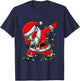 Santa Christmas Tree Lights Boys Girls Kids Dab Xmas T-Shirt - T-Shirt | Navy