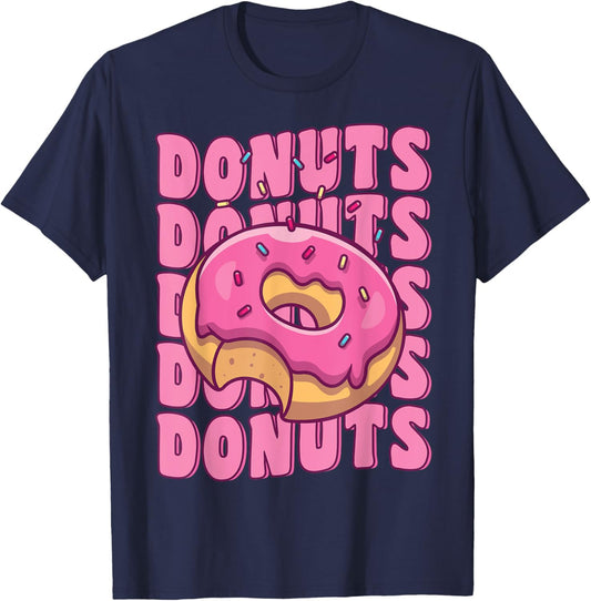 Groovy Pink Donut Squad Sprinkles Donut Lover Matching Donut T-Shirt - T-Shirt | Navy