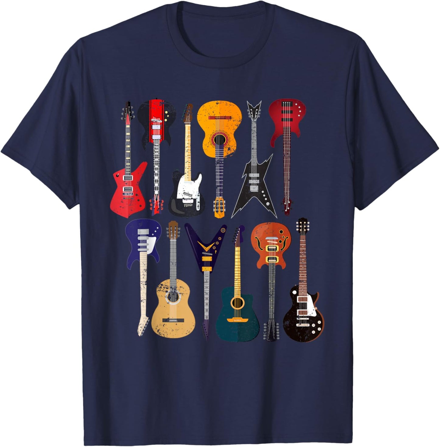 Guitar Collection Rocker Gift Guitarist T-Shirt - T-Shirt | Navy