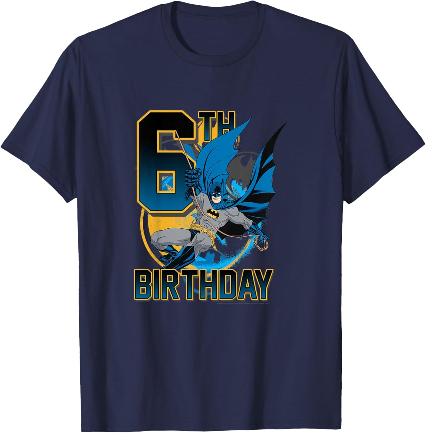 Kids DC Comics Batman 6th Birthday Classic Super Hero Pose Youth T-Shirt - T-Shirt | Navy