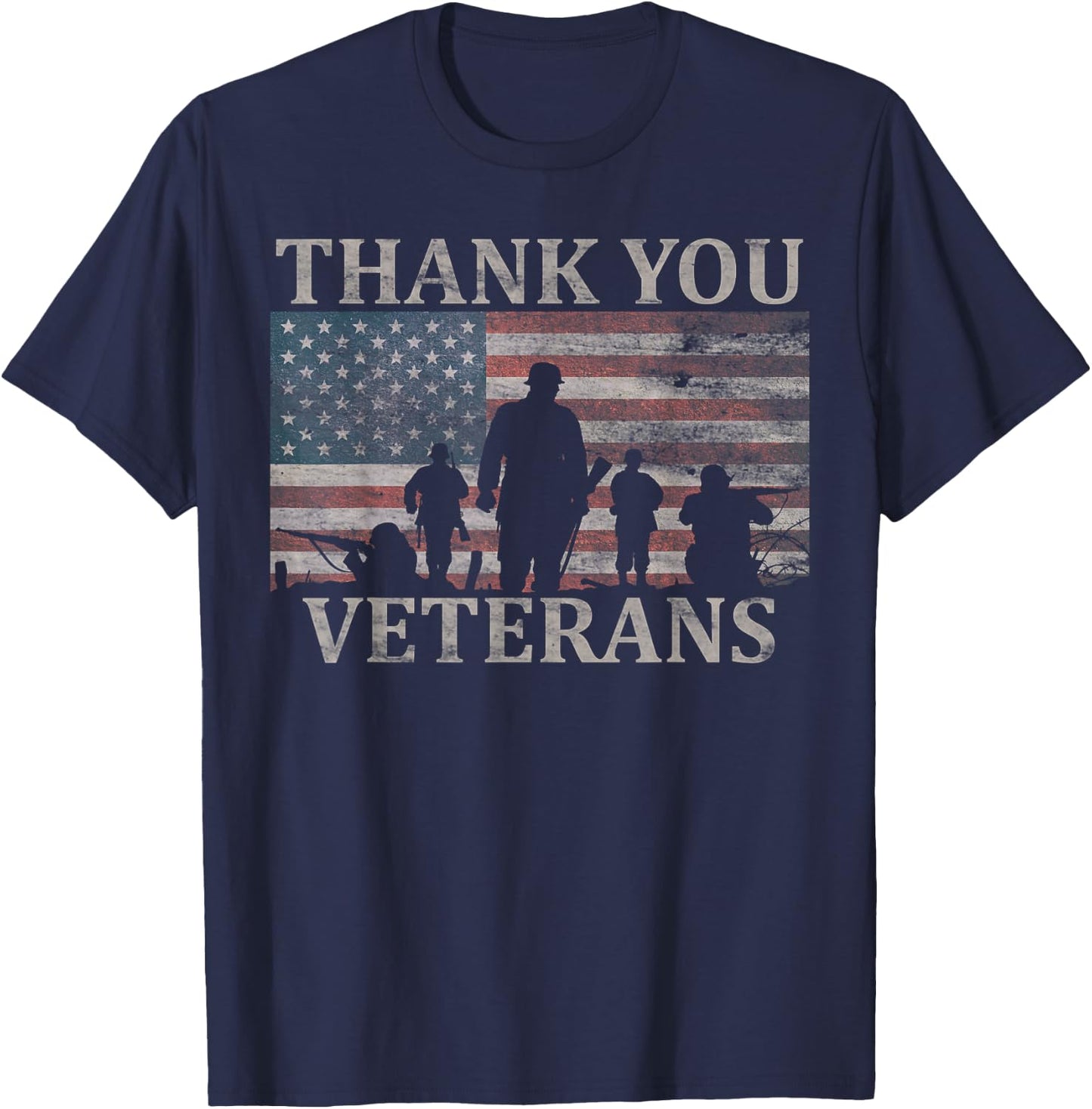 American Flag Thank You Veterans Military Appreciation T-Shirt - T-Shirt | Navy