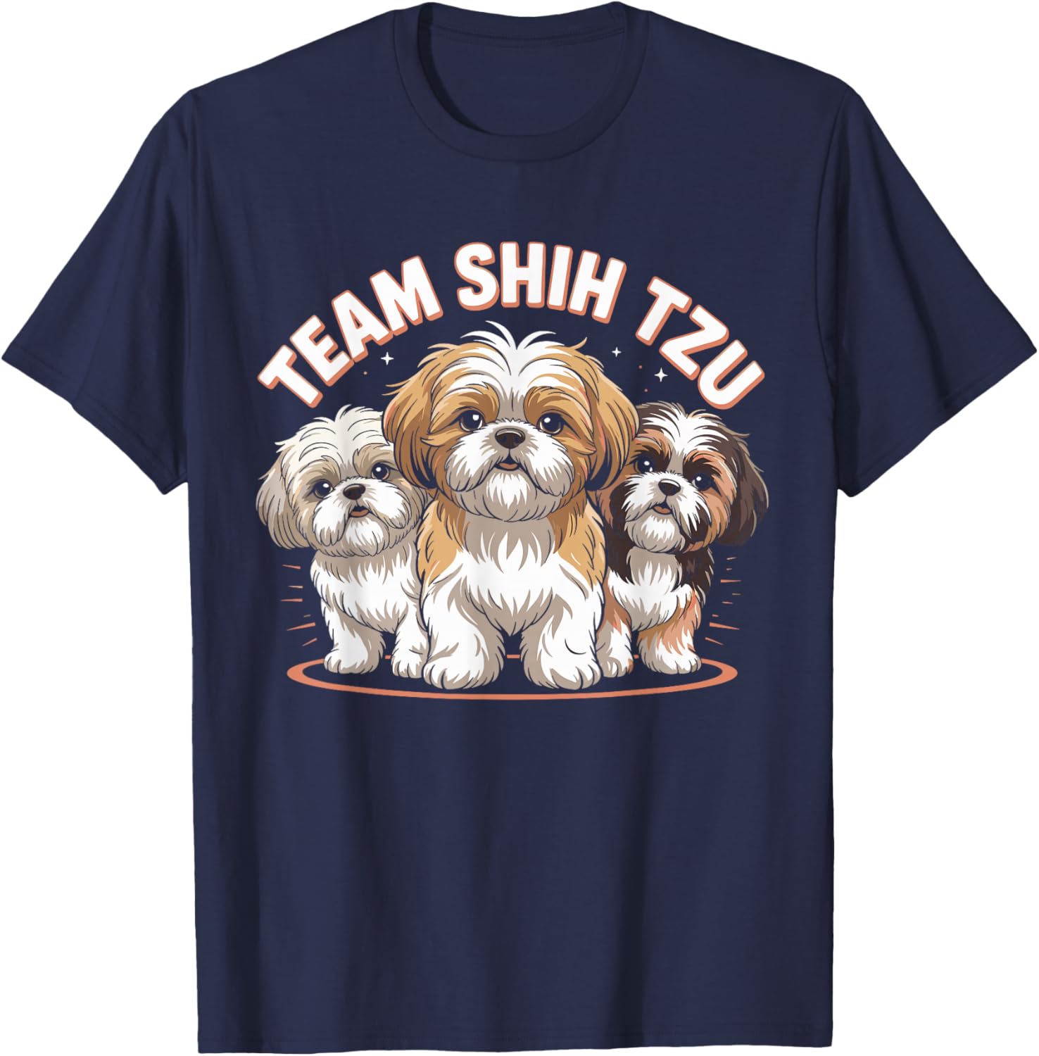Shih Tzu Team Cute Cartoon Dog Moms Dads Owners Pet Shih Tzu T-Shirt - T-Shirt | Navy