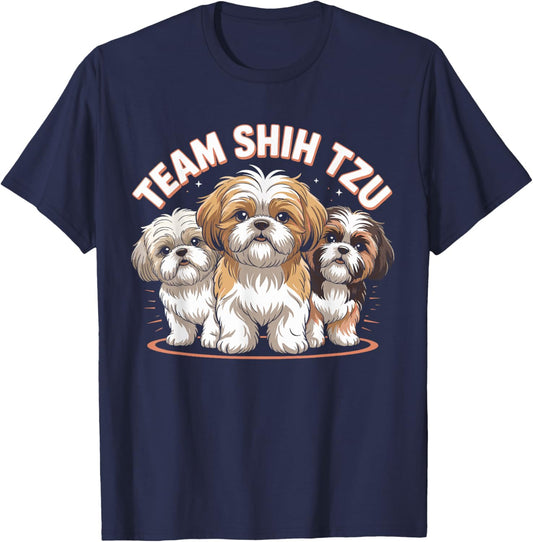 Shih Tzu Team Cute Cartoon Dog Moms Dads Owners Pet Shih Tzu T-Shirt - T-Shirt | Navy