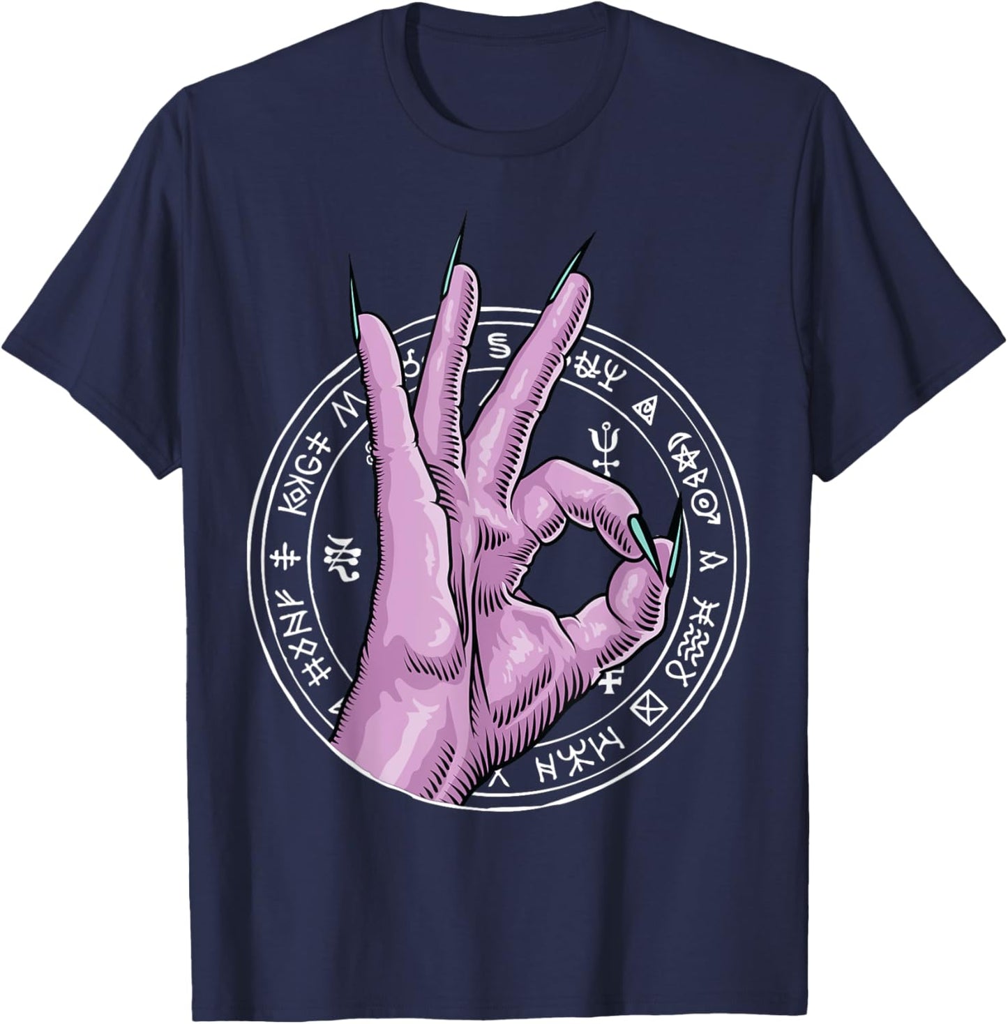 666 Satan Hand Sign Occult Satanist Devil Demon Antichrist T-Shirt - T-Shirt | Navy
