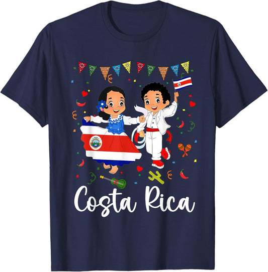 Costa Rica Boy Girl Hispanic Heritage Month Decorations T-Shirt - T-Shirt | Navy
