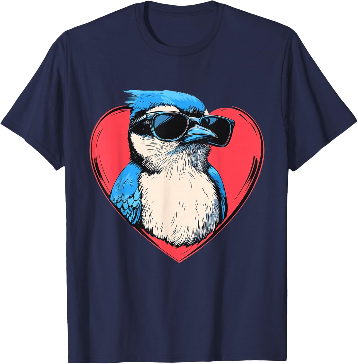 Retro Blue Jay Bird Lover Men Women Kids Valentines Day T-Shirt - T-Shirt | Navy