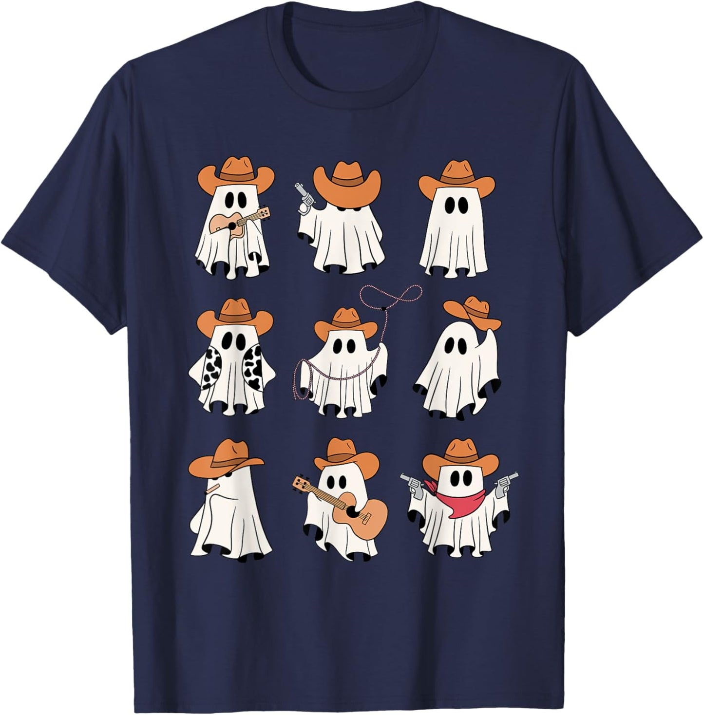 Cowboy Ghost Halloween Ghoul Design Funny Cowgirl Cowboy T-Shirt - T-Shirt | Navy