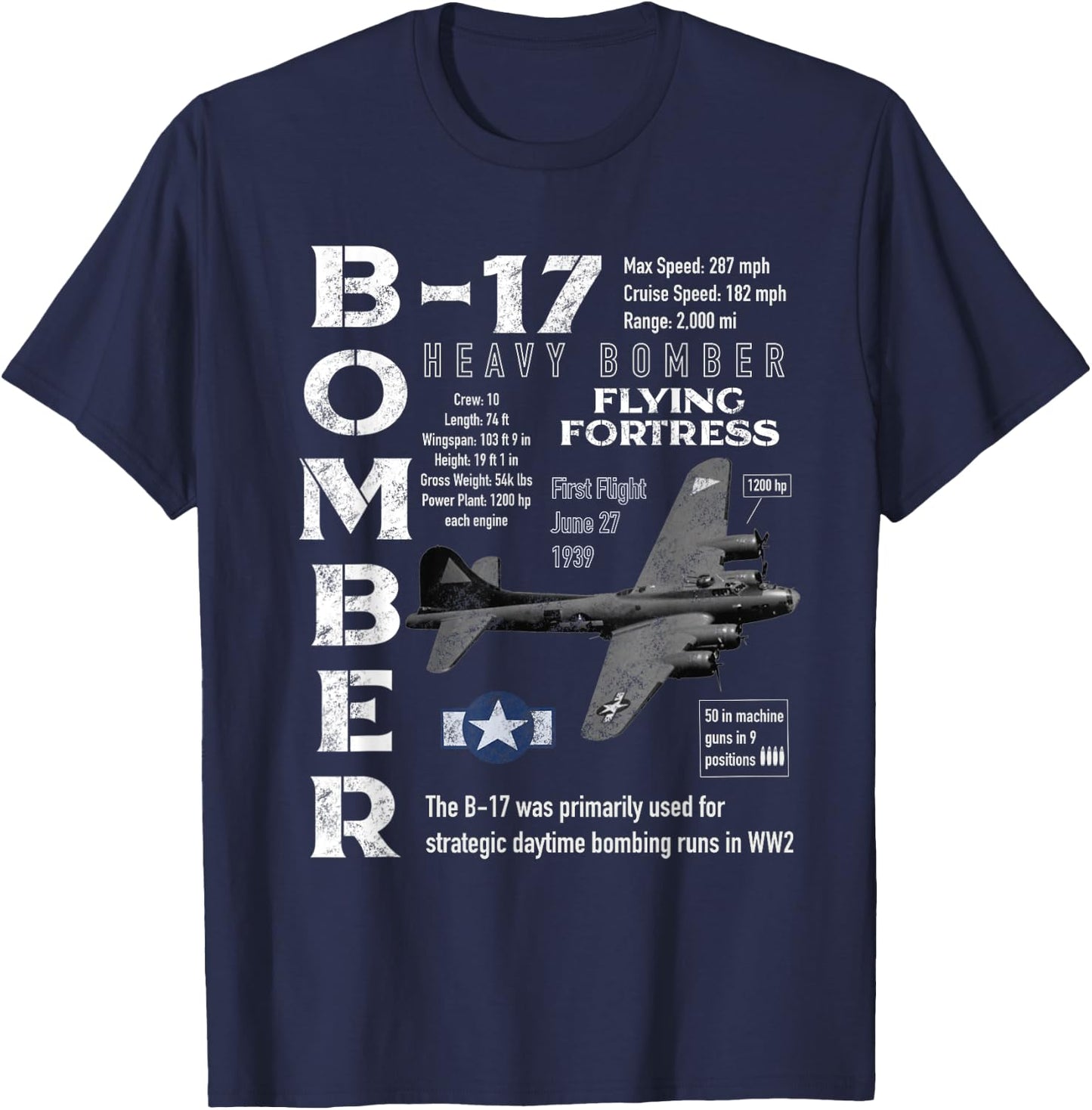 B17 Flying Fortress T-Shirt - T-Shirt | Navy
