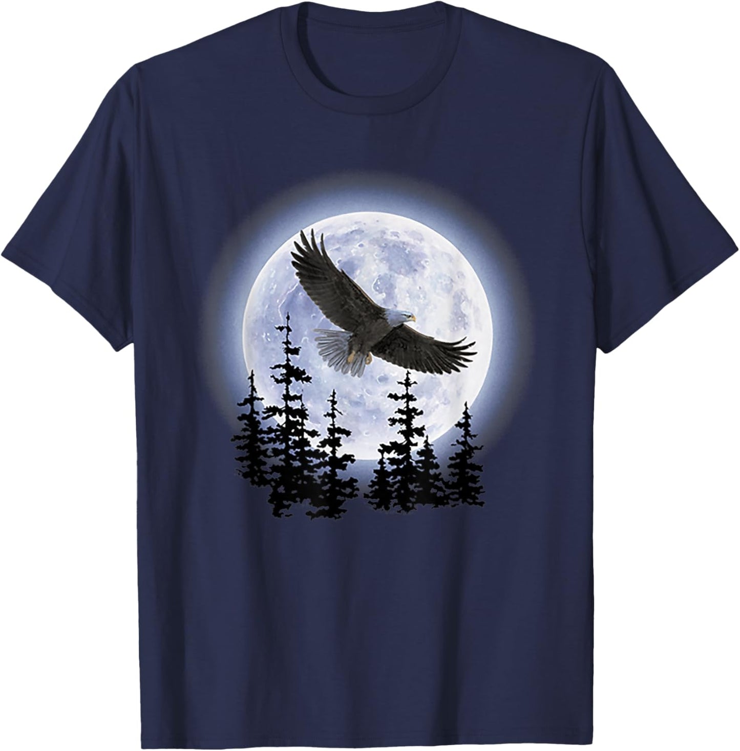 Bald Eagle with Moon T-Shirt - T-Shirt | Navy
