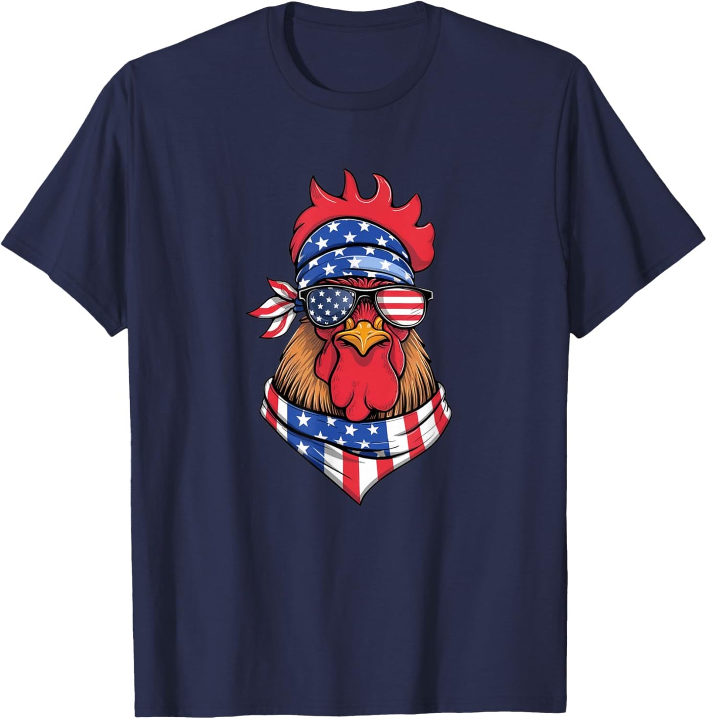 Red White Blue Chicken Farm Animal Patriotic 4th Of July T-Shirt - T-Shirt | Navy