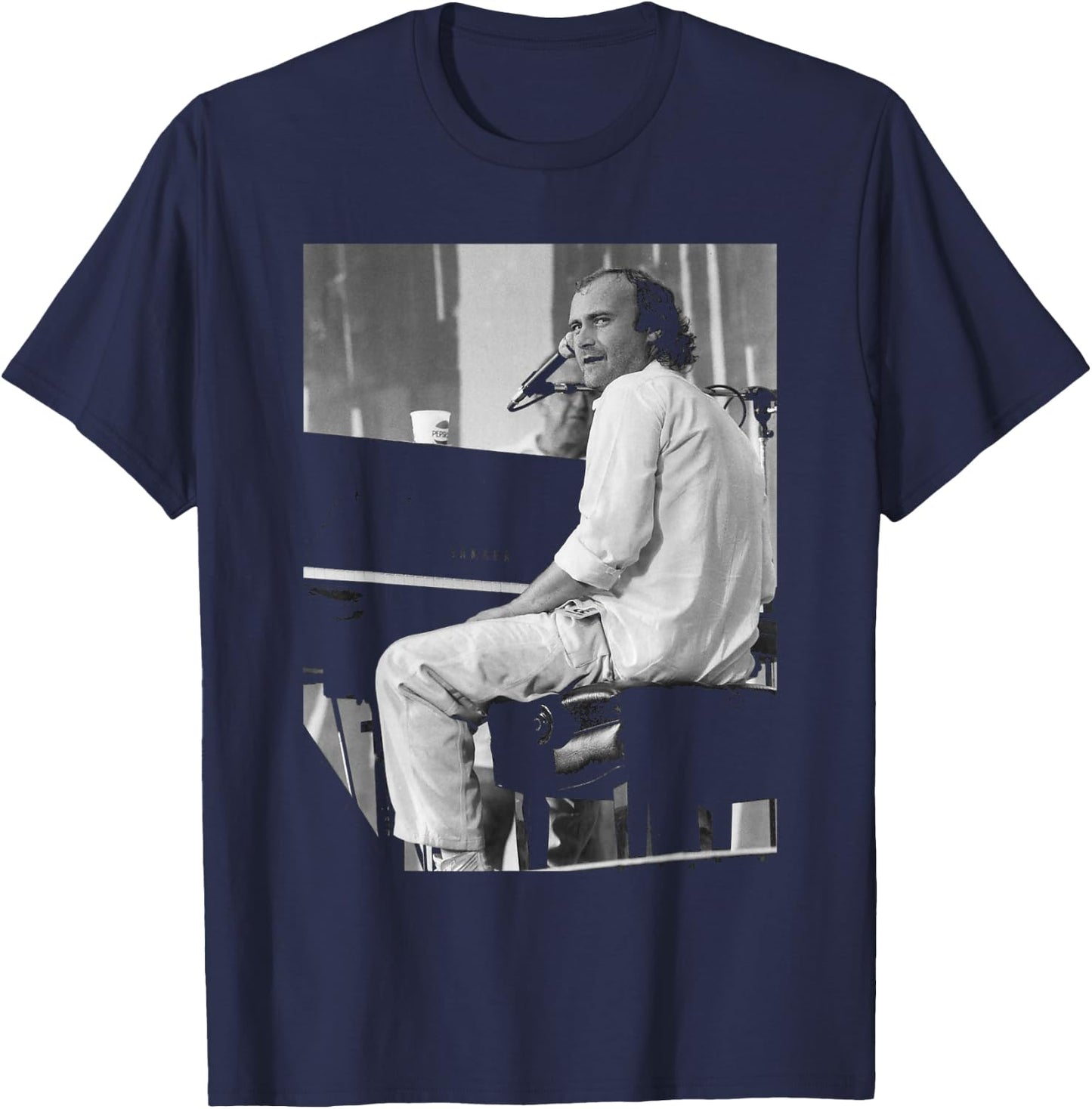 Phil Collins at JFK Stadium Philadelphia Live Aid Concert T-Shirt - T-Shirt | Navy