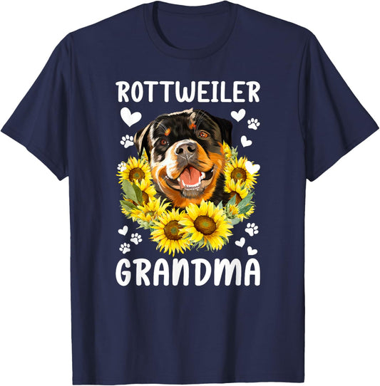 Rottweiler Grandma Sunflower Rottie Grandmother T-Shirt - T-Shirt | Navy