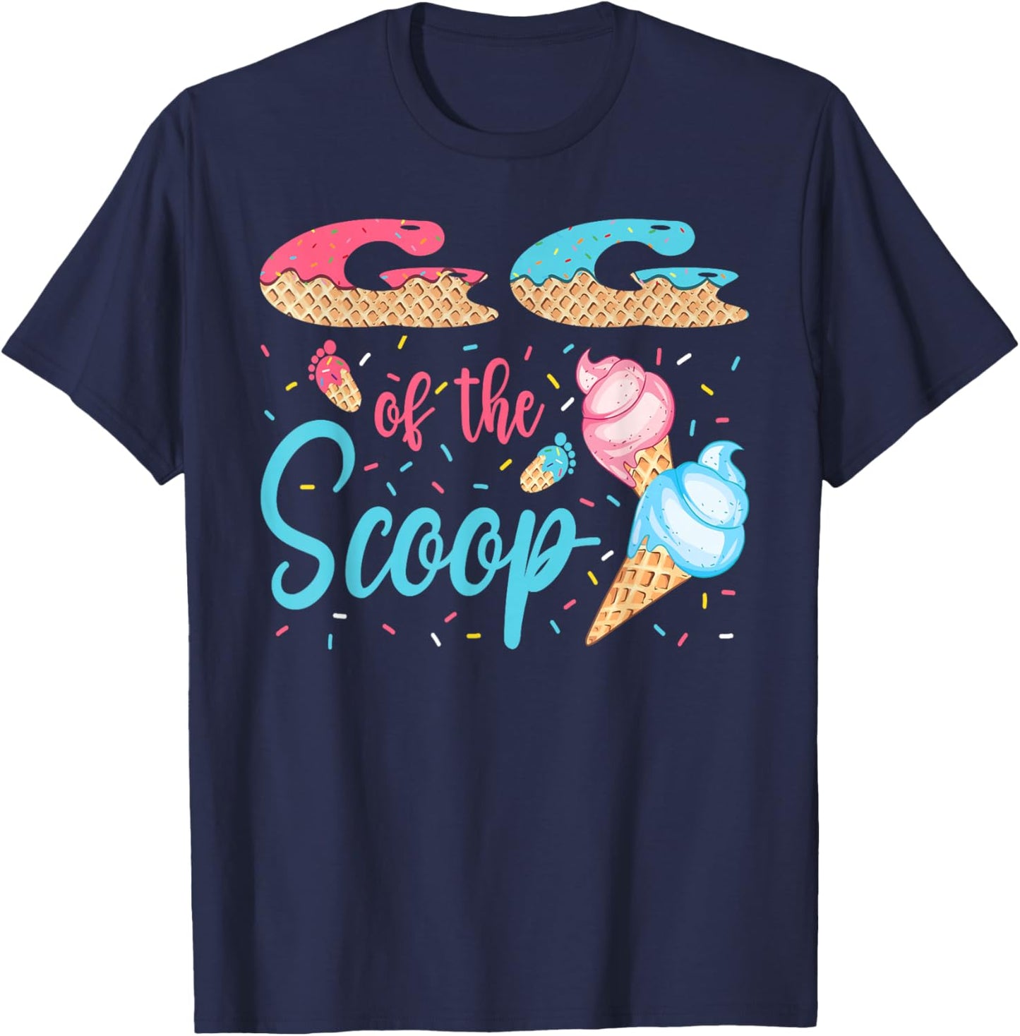GG Of The Scoop Ice Cream Gender Reveal Baby Shower T-Shirt - T-Shirt | Navy