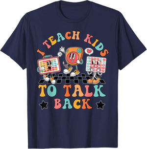 Retro I Teach Kids To Talk Back Speech Language Pathologist T-Shirt - T-Shirt | Navy