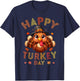 Happy Turkey Day Autumn Fall Thanksgiving Family Kids T-Shirt - T-Shirt | Navy