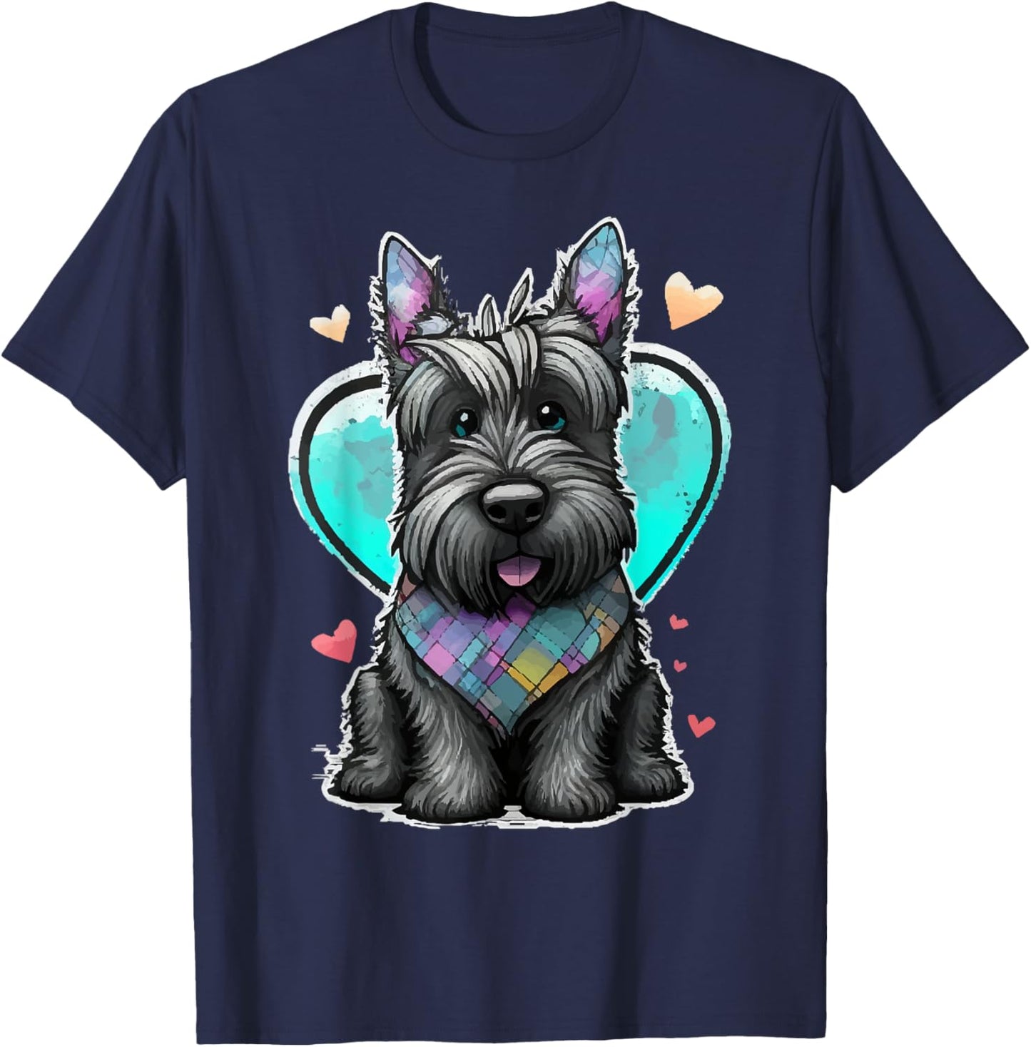 I Love My Scottish Terrier Scottie Dog Valentines Heart Art T-Shirt - T-Shirt | Navy