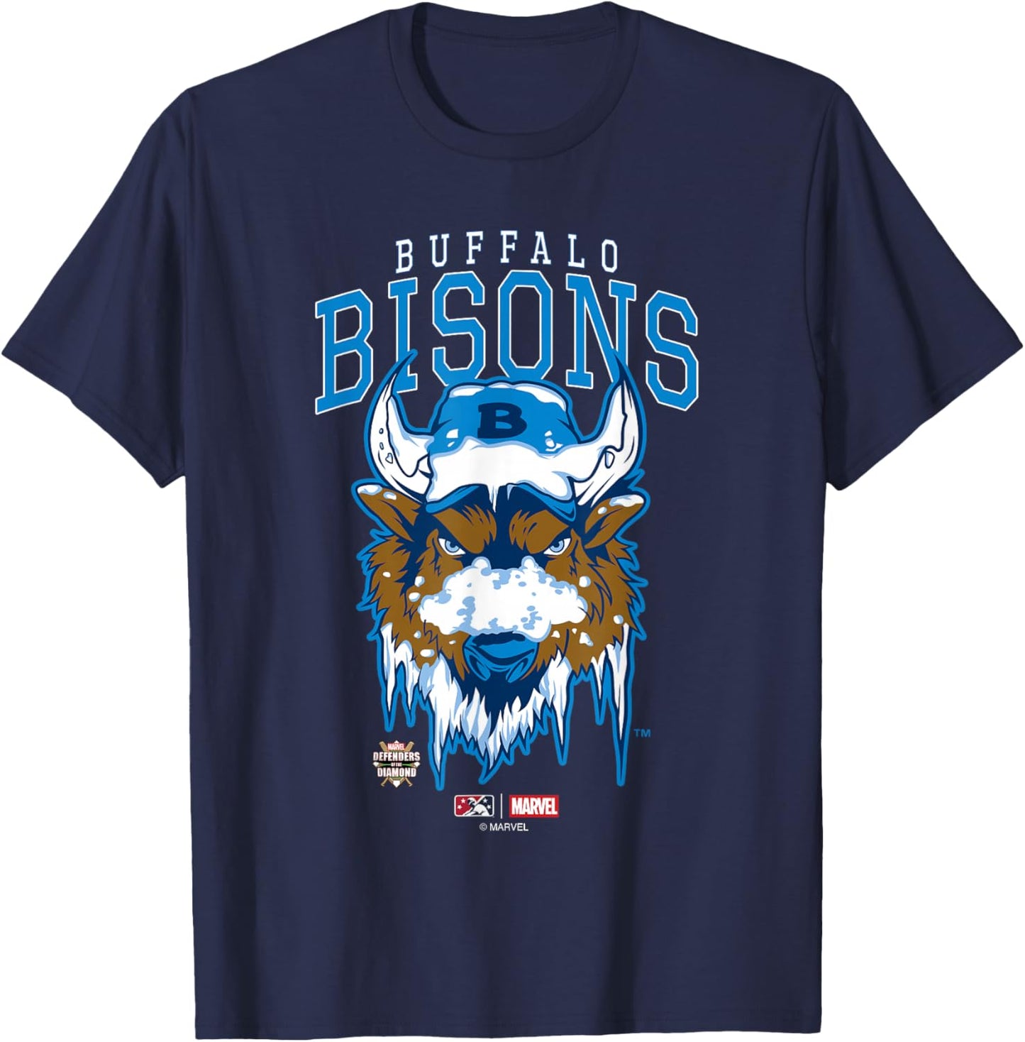 Marvel x MiLB Buffalo Bisons Defenders Big Chest Logo T-Shirt - T-Shirt | Navy