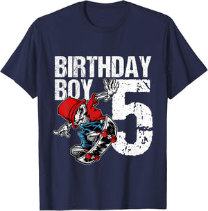 5 Year Old Skateboard Birthday Skateboarding Skate 5th Gift T-Shirt - T-Shirt | Navy