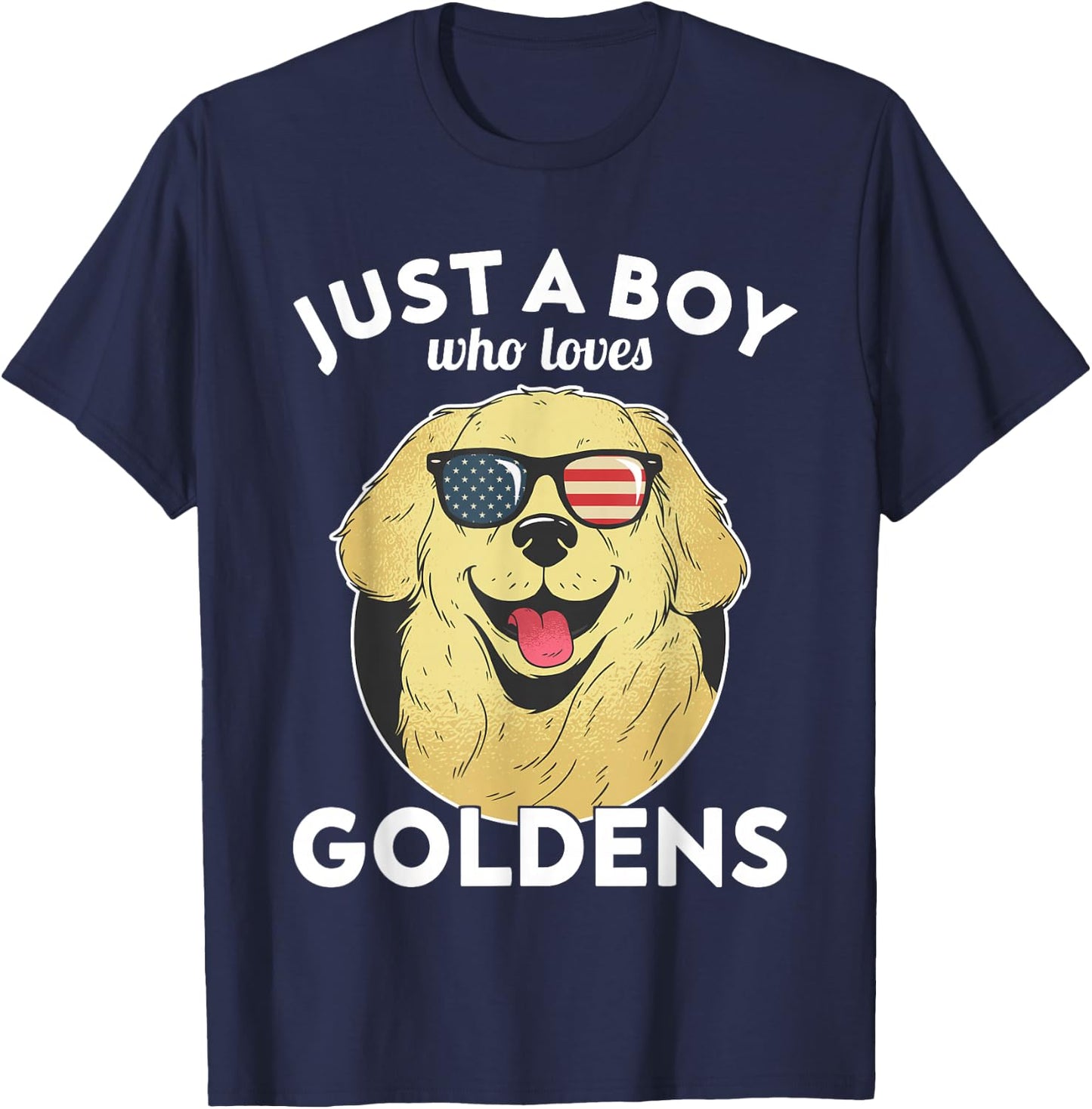 Just a Boy - Golden Retriever and Kids T-Shirt - T-Shirt | Navy