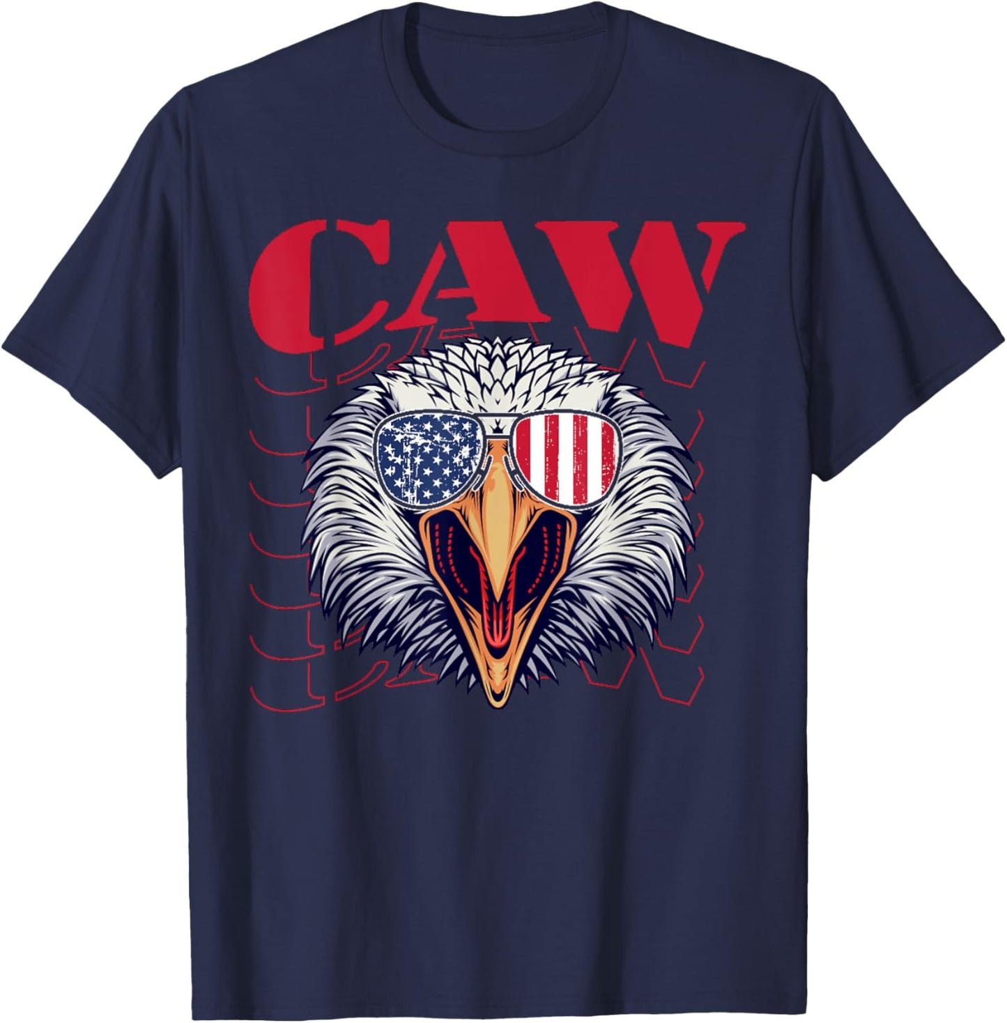 4th Of July Eagle Caw Retro American Flag T-Shirt - T-Shirt | Navy