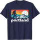 Portland Oregon Bigfoot & Mountains Outdoors T-Shirt - T-Shirt | Navy