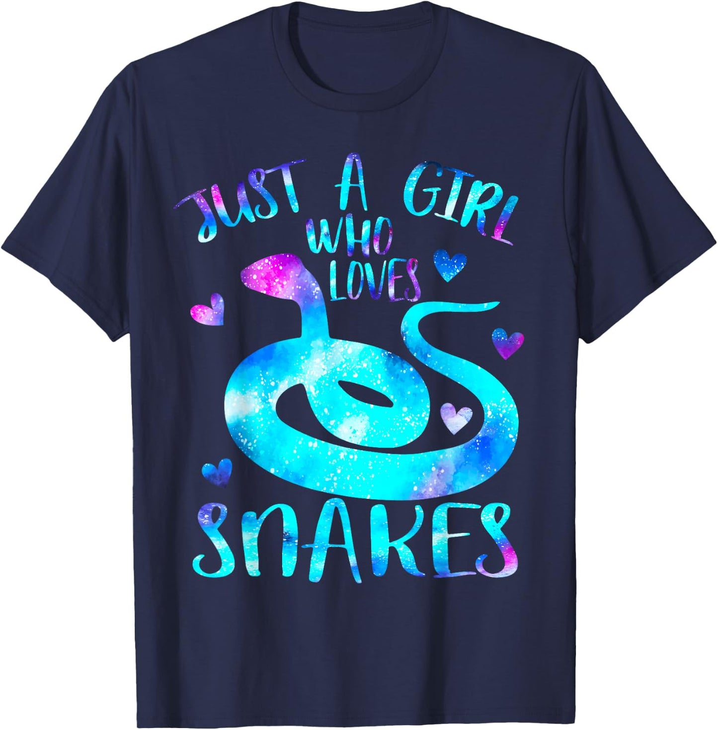 Just a Girl Who Loves Snakes Theme Cute Snake Lover Galaxy T-Shirt - T-Shirt | Navy