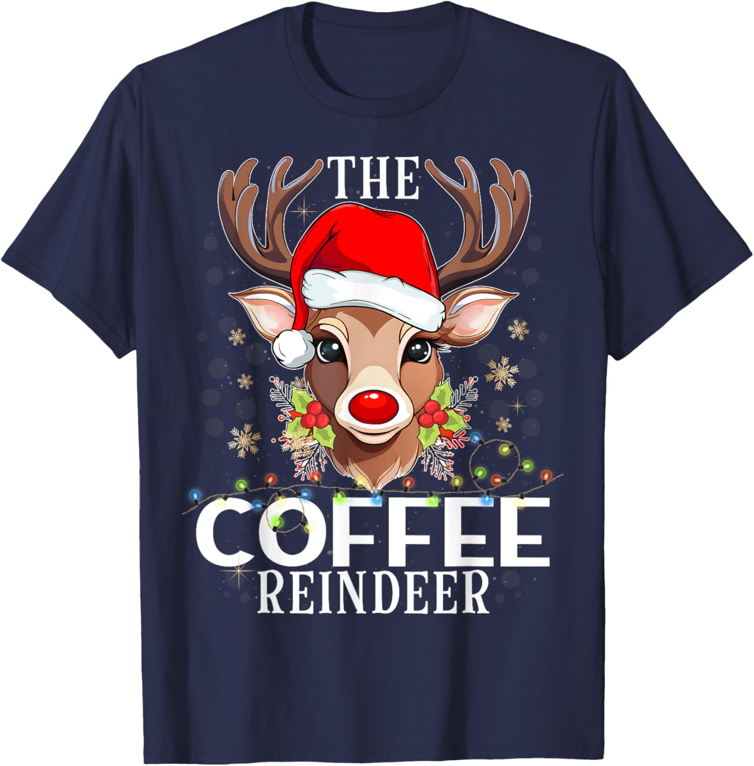 Matching Christmas The Coffee Reindeer Family T-Shirt - T-Shirt | Navy