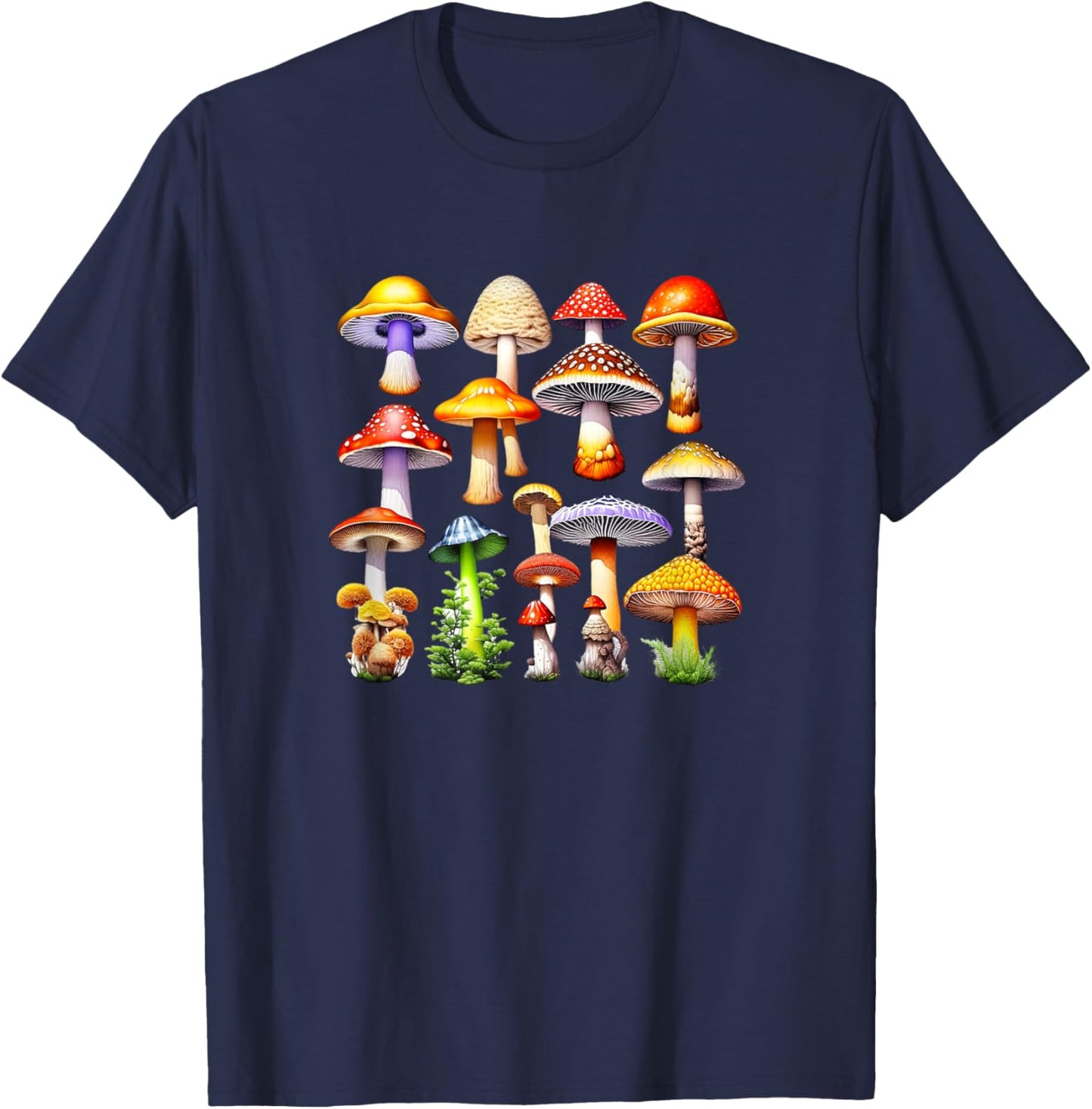Mushroom Gobblincore Nature Aesthetic Earthy Hiking T-Shirt - T-Shirt | Navy