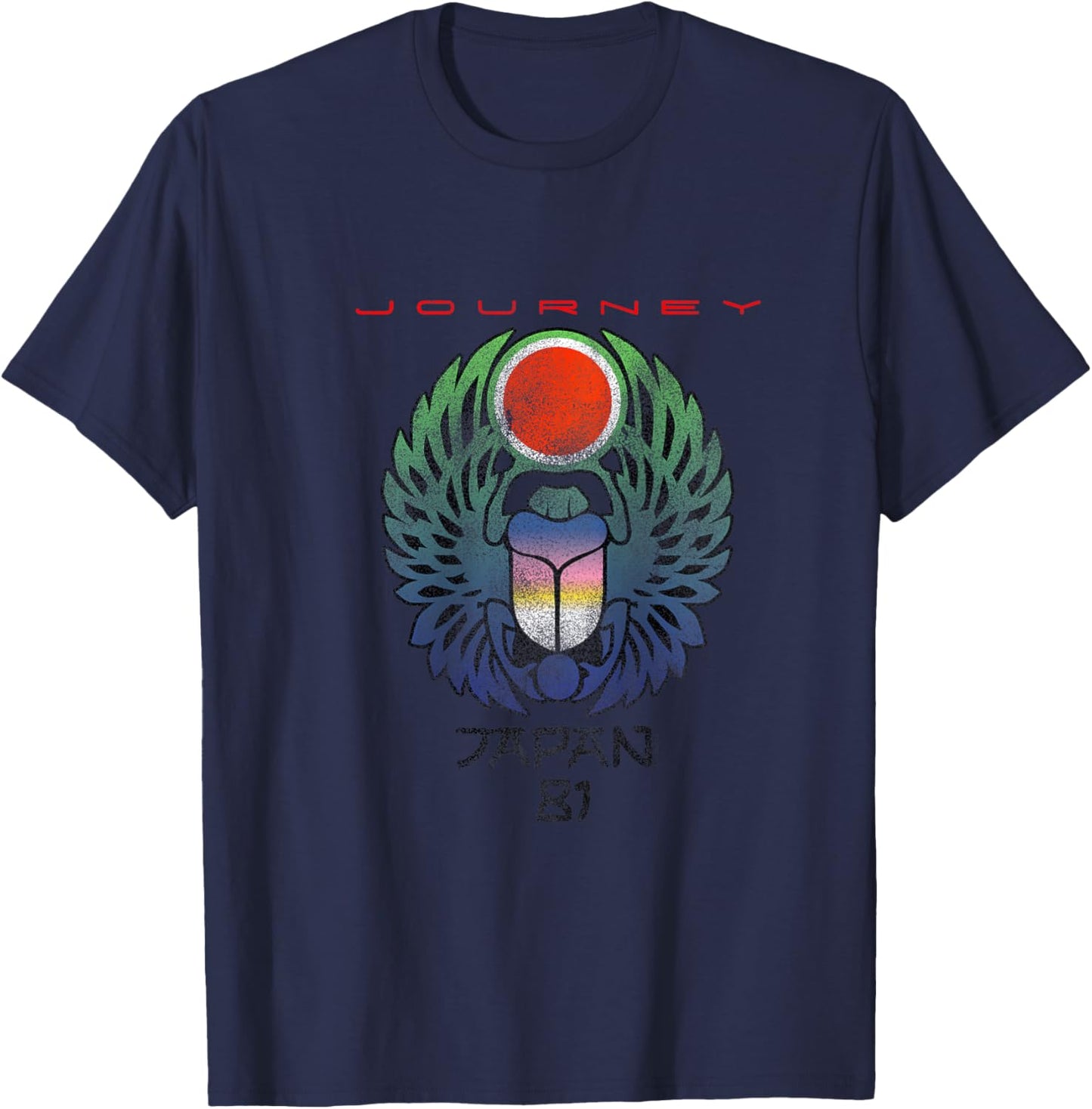 Journey Infinity Wings Vivid Scarab Music Vintage Band Raglan Baseball T-Shirt - T-Shirt | Navy