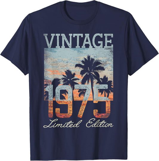 Vintage 1975 Limited Edition 50th Birthday 50 Year Old Gifts T-Shirt - T-Shirt | Navy