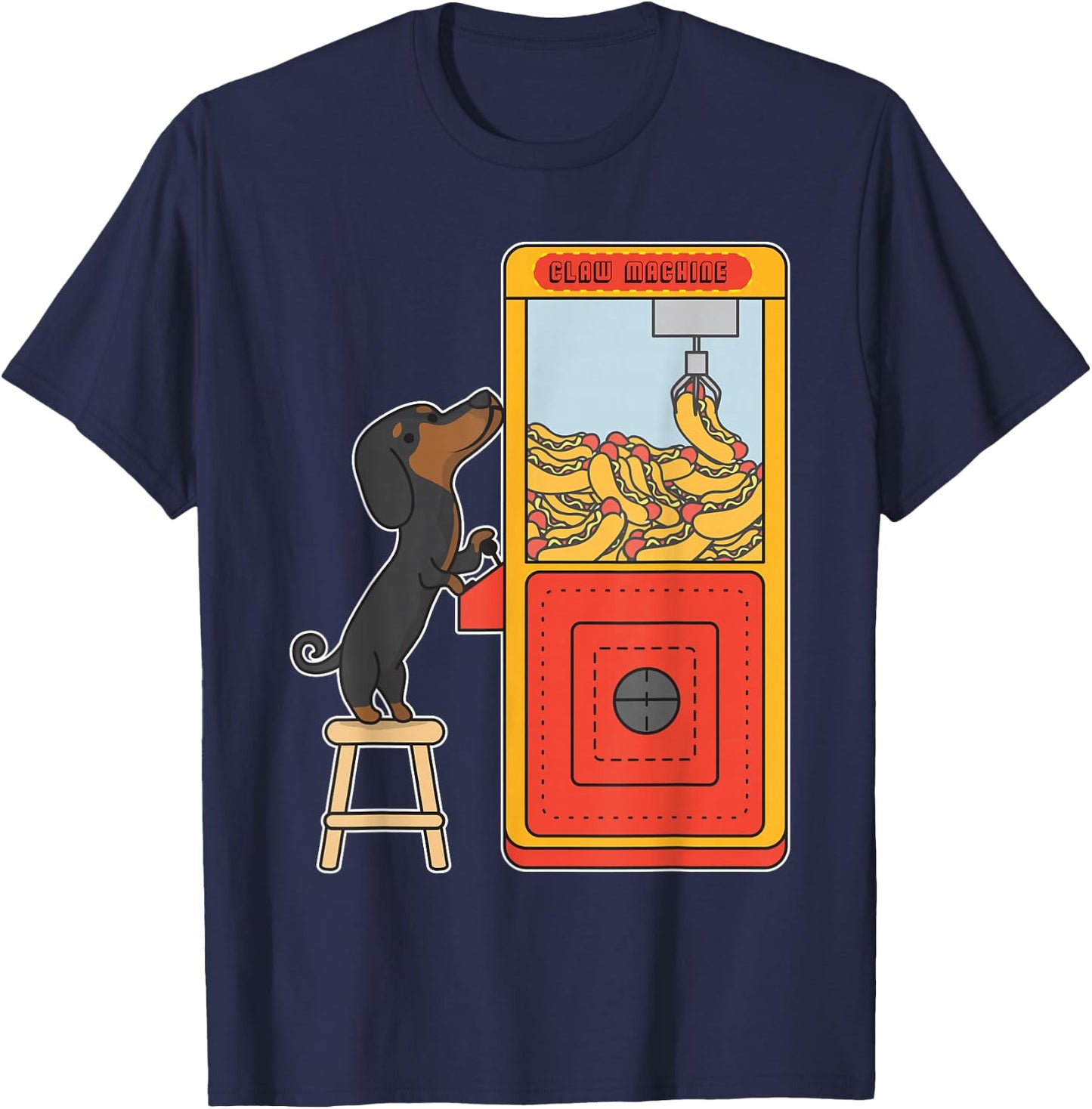 Dachshund Claw Crane Game Funny Wiener Dog T-Shirt - T-Shirt | Navy