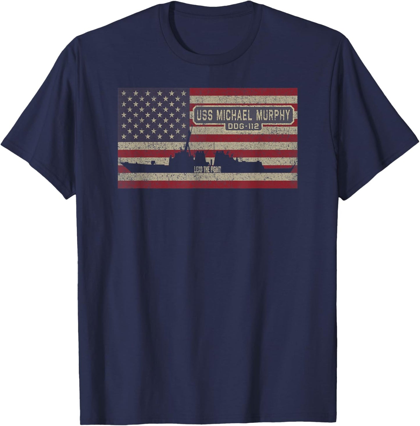 USS Michael Murphy DDG-112 Destroyer Ship USA Flag T-Shirt - T-Shirt | Navy