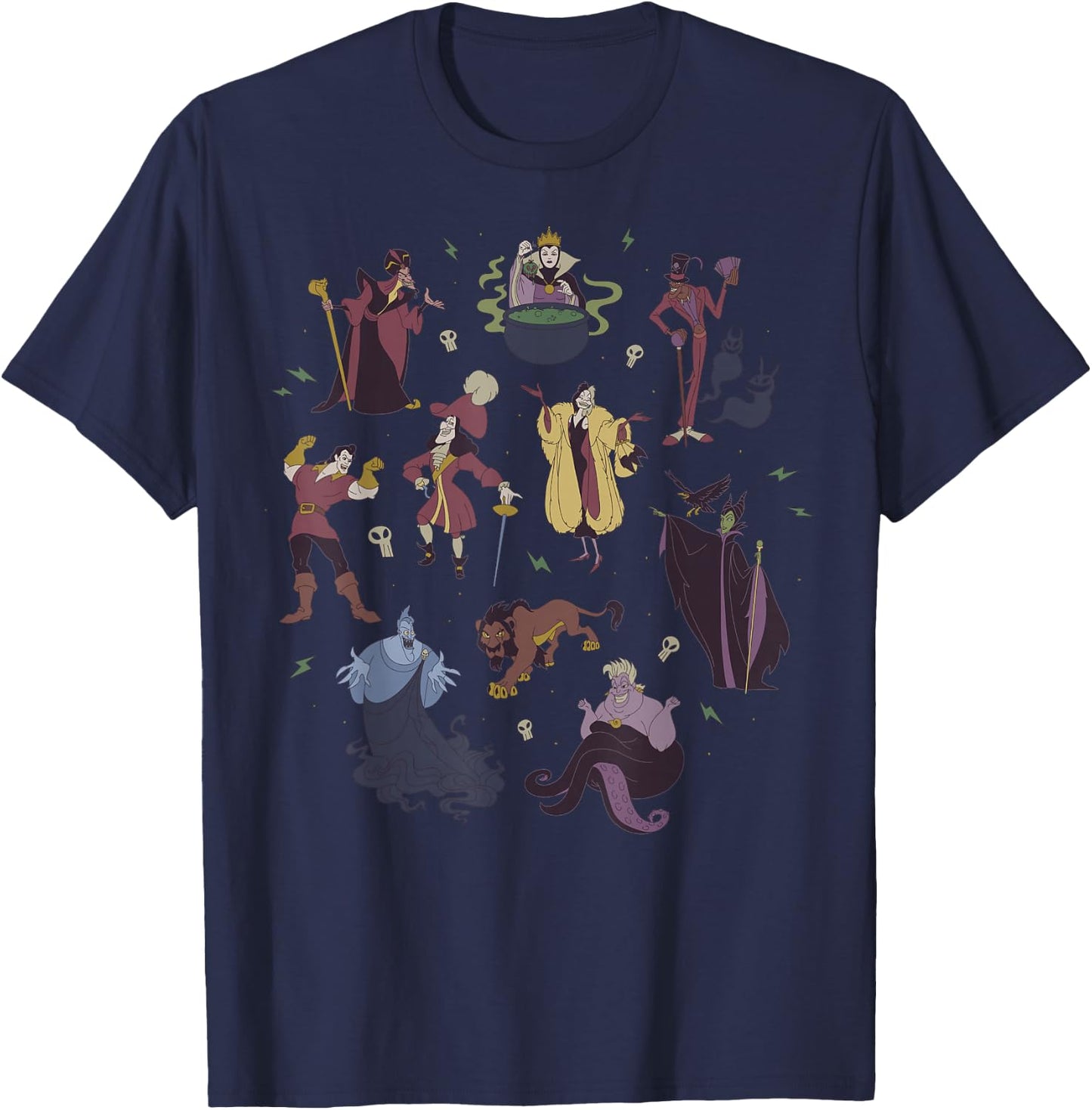 Disney Villains Group Shot Doodles Small T-Shirt - T-Shirt | Navy