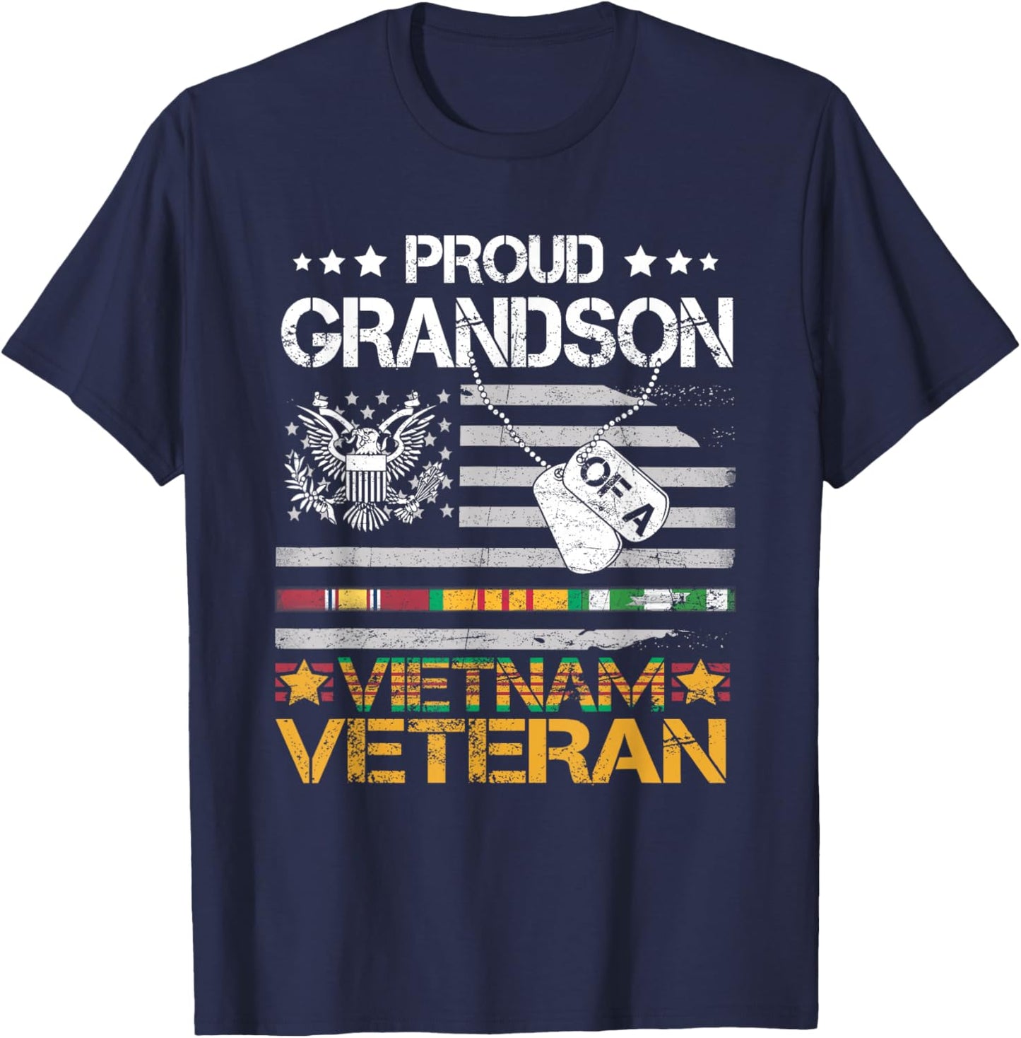 Proud Grandson Of A Vietnam Veteran Patriotic US Army Vet T-Shirt - T-Shirt | Navy