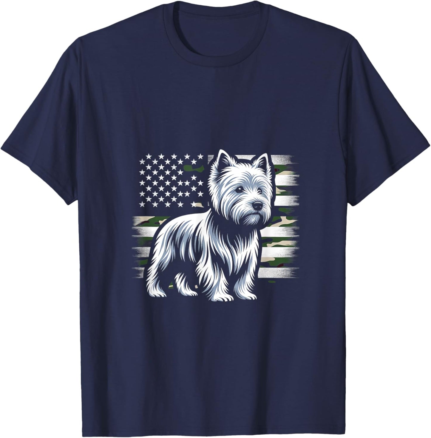 West Highland White Terrier Dog USA Flag Women Men T-Shirt - T-Shirt | Navy