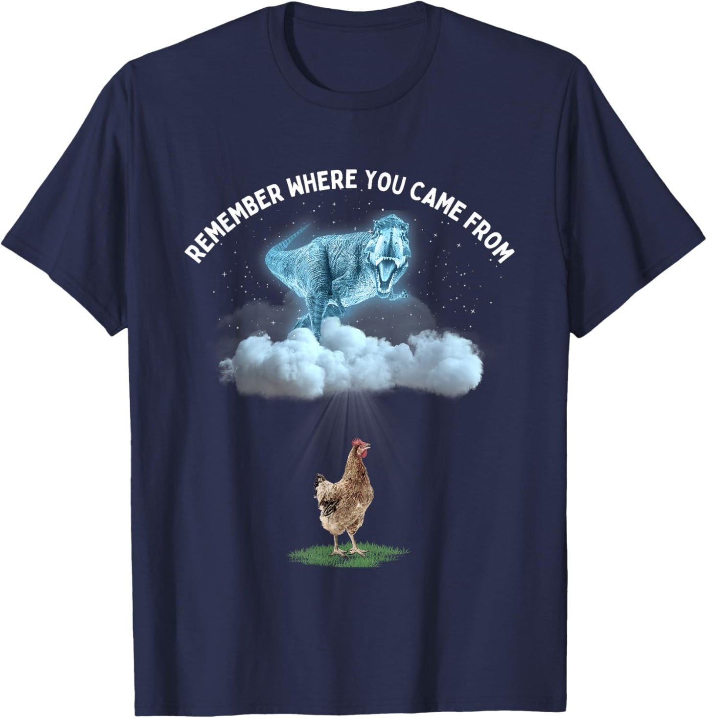 Remember Where You Came From Dinosaur and Chicken T-Shirt - T-Shirt | Navy