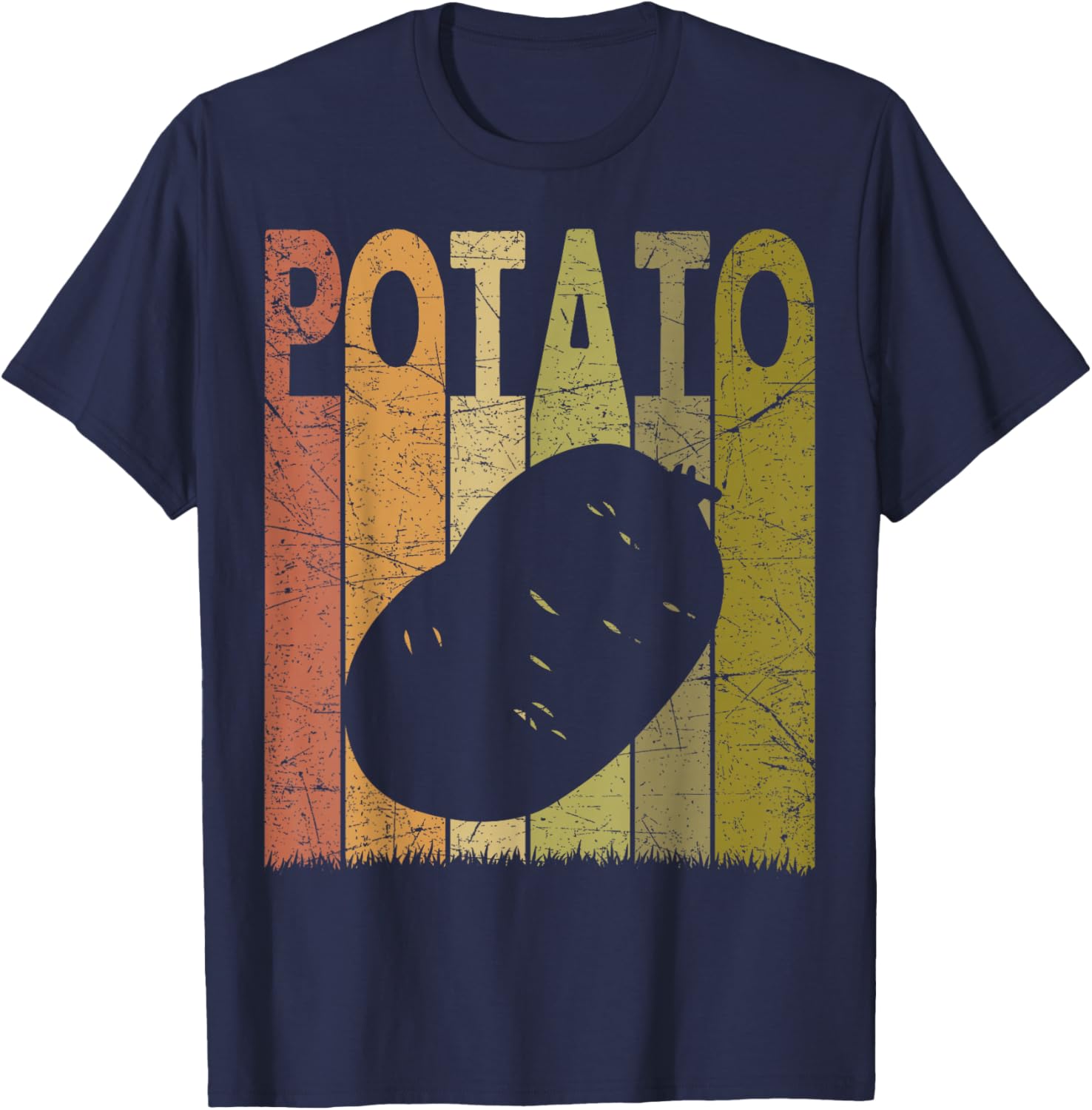 Farming Retro Potato Farming Designs. Potato Vintage - -Adults & Kids - Black - Small - Short Sleeve T-Shirt - T-Shirt | Navy