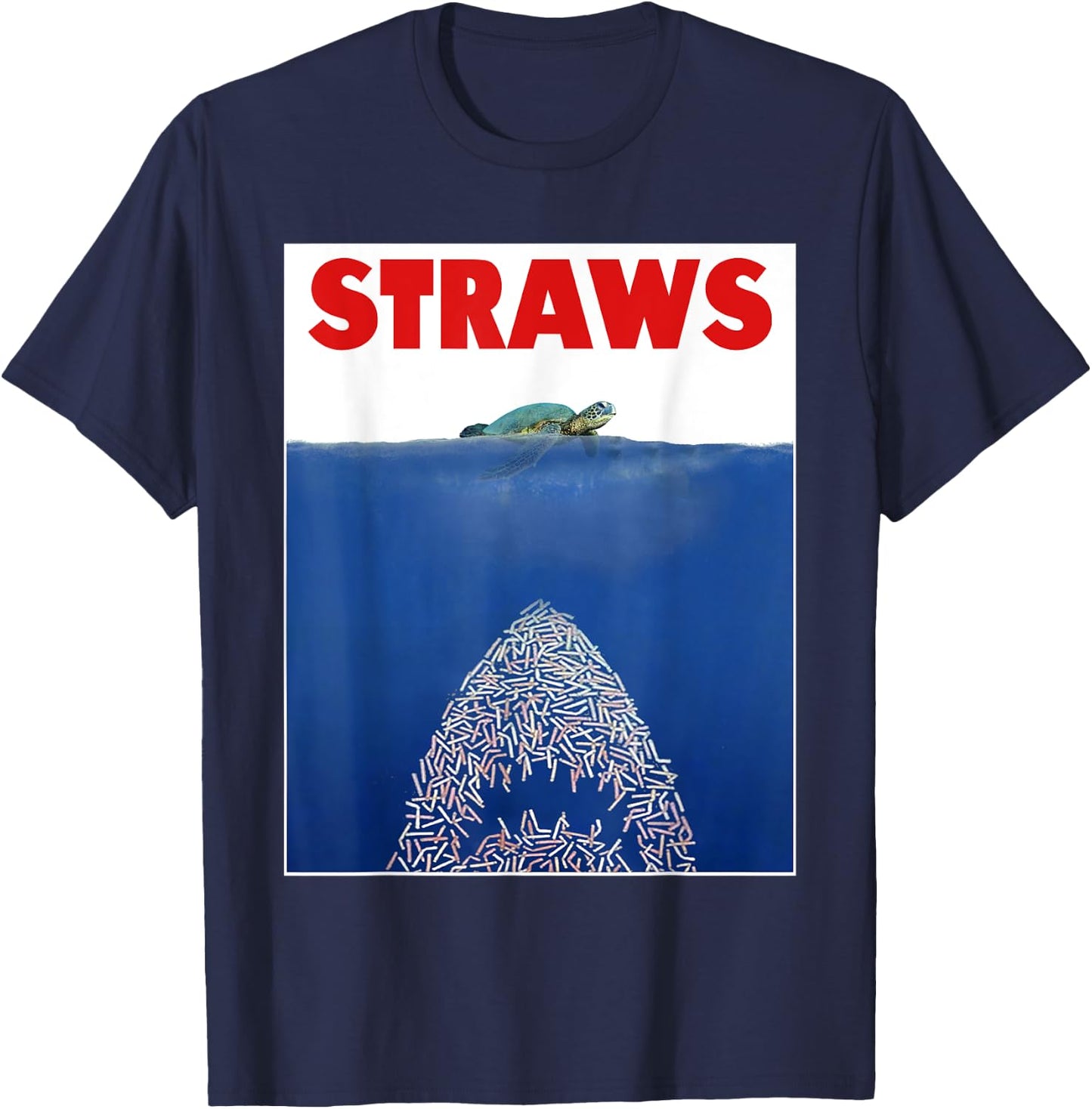 Save The Sea Turtles Conservation Gift Shirt Anti Straws T-Shirt - T-Shirt | Navy