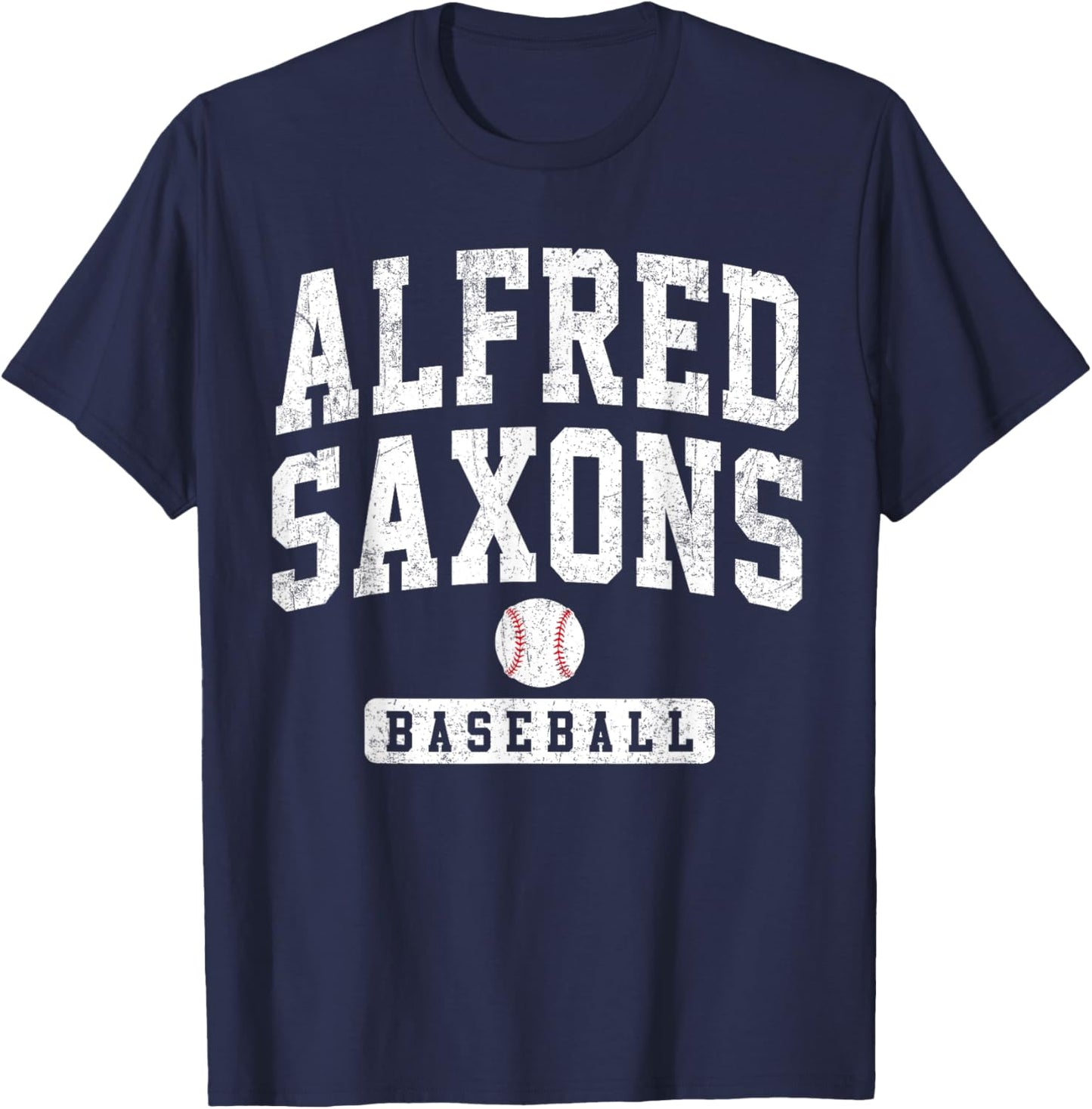 Alfred University Saxons Baseball Arch Vintage Design Men T-Shirt - T-Shirt | Navy