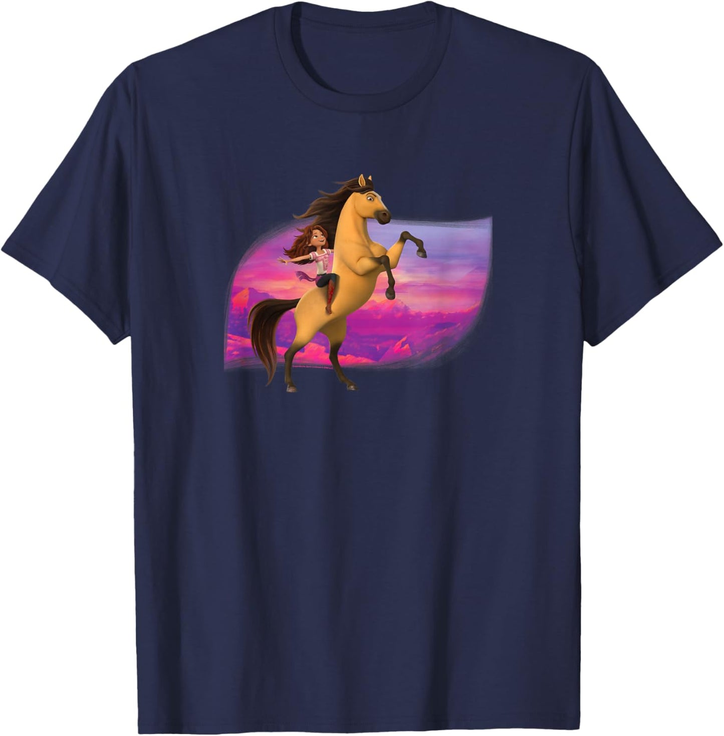 Spirit Untamed - Spirit and Happy Mountain Sunset T-Shirt - T-Shirt | Navy