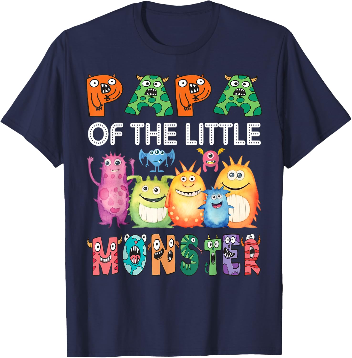 Papa Of The Little Monster Kids 1St Birthday Party T-Shirt - T-Shirt | Navy